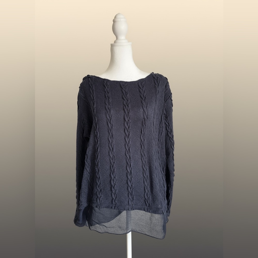 Kut from the Kloth Navy Blue Cable Knit Sweater